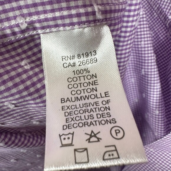 Robert Graham Purple Plaid Swiss Dot Button Shirt Size 17 Tall 38/39 - Picture 3 of 7